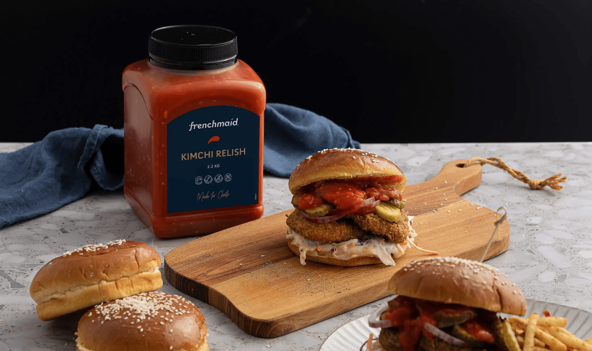 Frenchmaid Kimchi Relish with Burgers